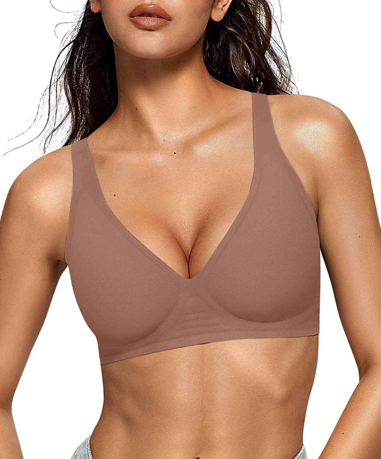 OEAK wireless deep V bra with seamless design