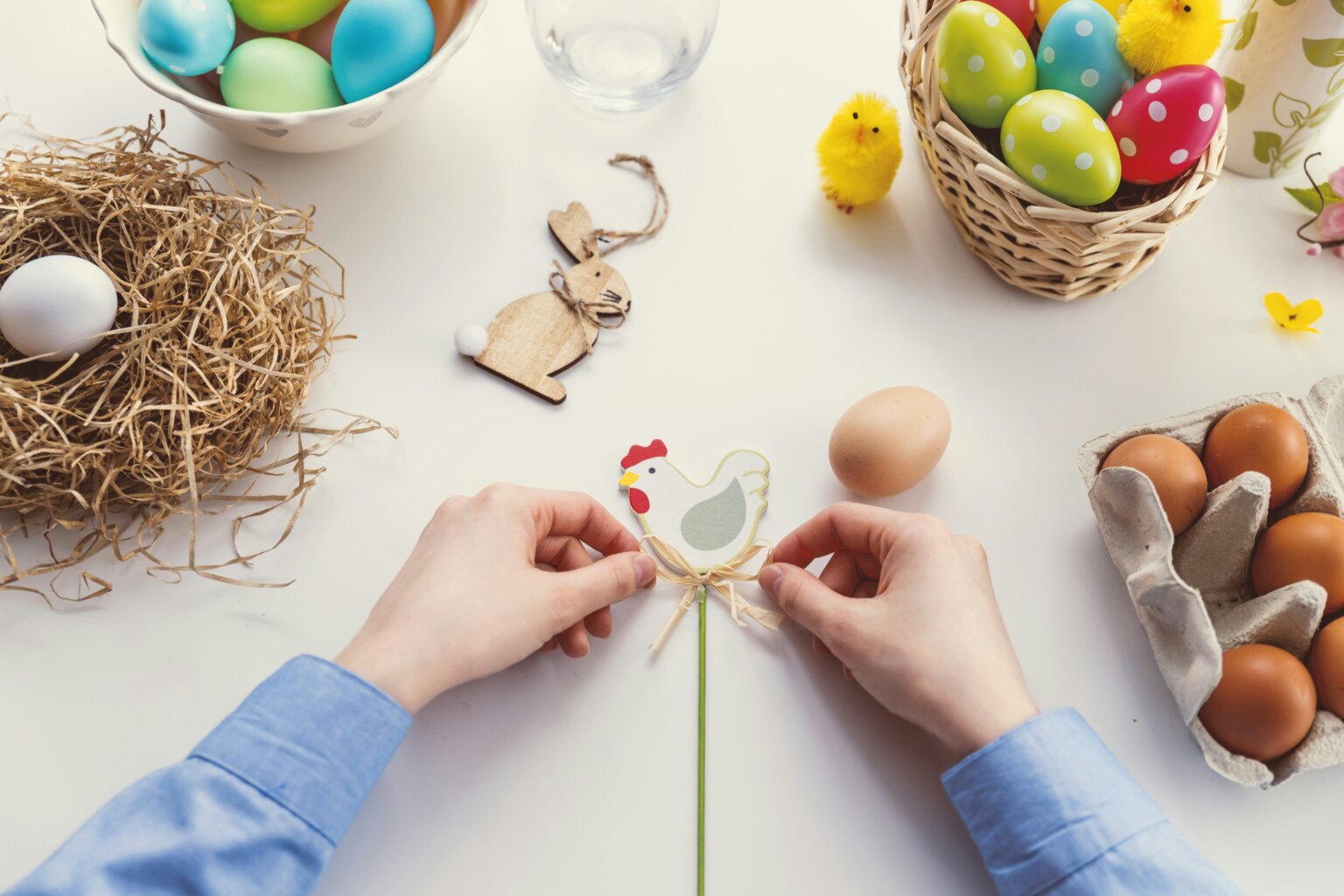 a person making DIY easter basket stuffers