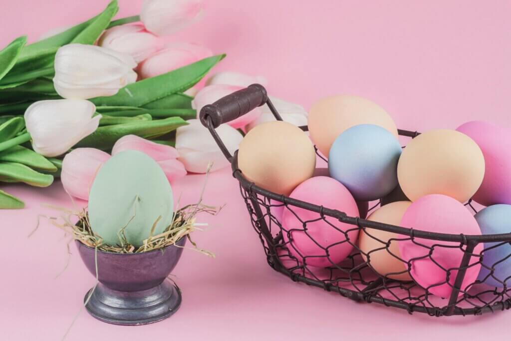 an Easter basket filled with eggs