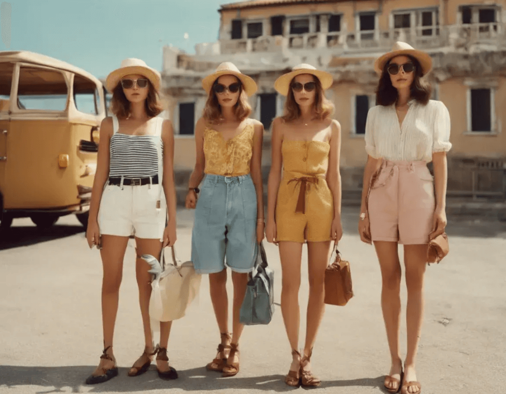 a group of girls wearing the trendiest fashion items today